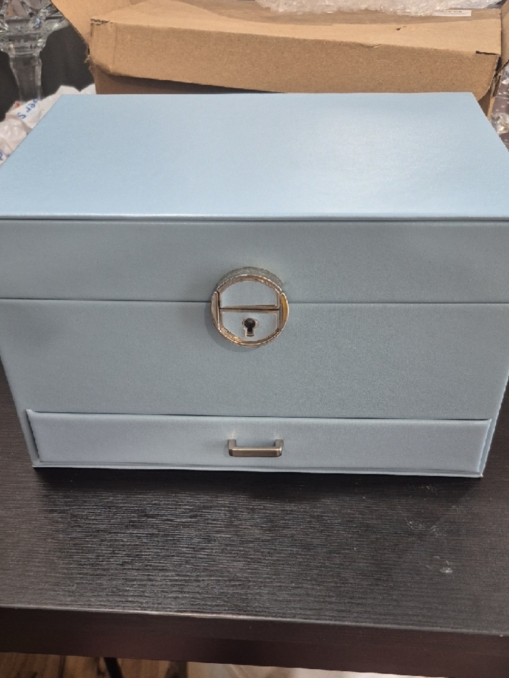 Blue Jewelry Organizer Box with Multiple Trays New - Picture 6 of 7